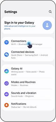 Samsung — افتح الإعدادات